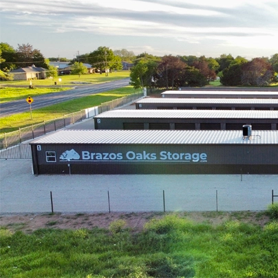 Aerial of Brazos Oaks Storage on W Elm Mott Dr in North Waco / Elm Mott, TX